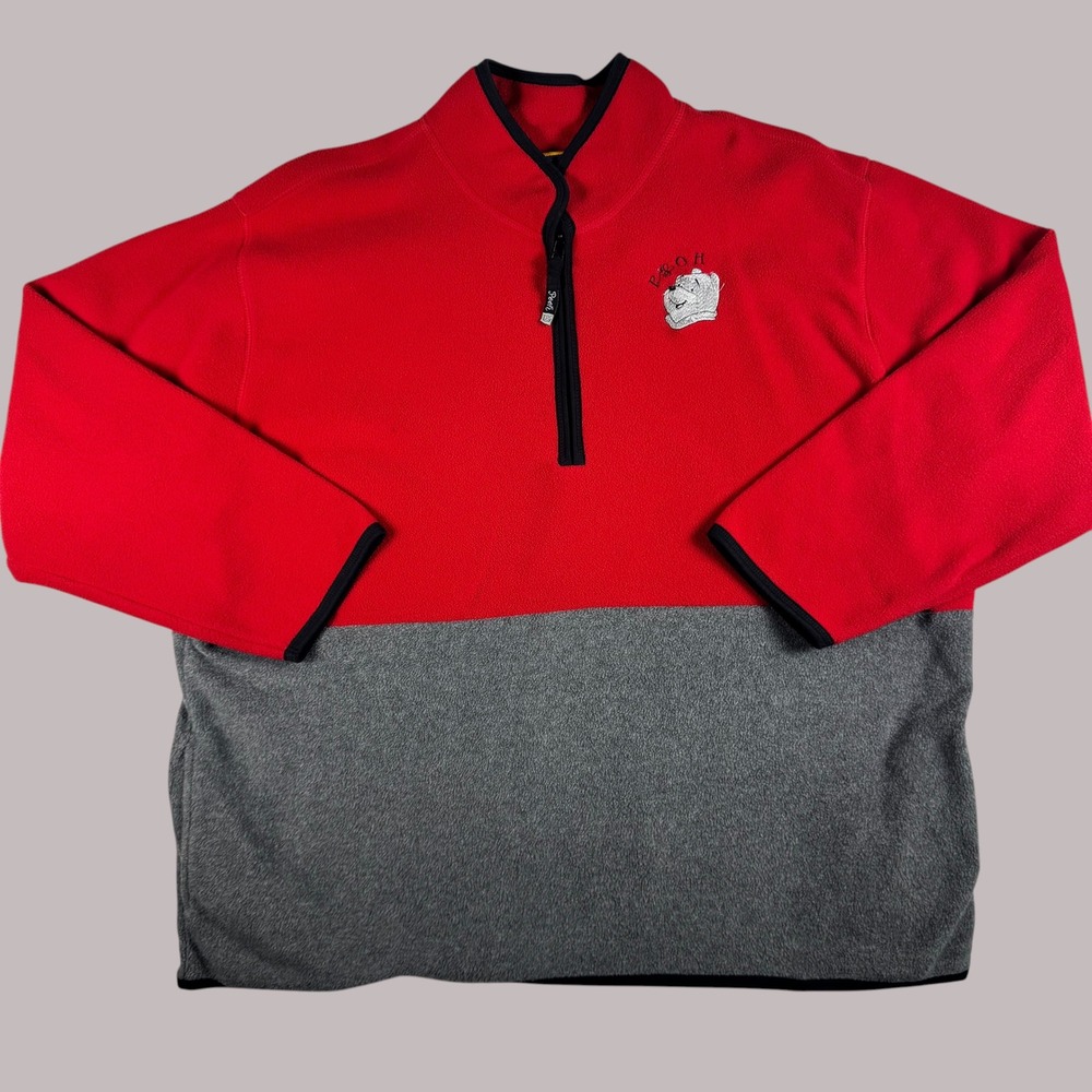 Pooh Disney Fleece Jacket Womens 22/24 Red Grey Quarter Zip Pullover L1200E057PC
